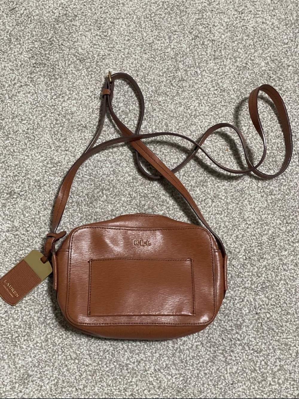 Ralph Lauren Tan Leather Crossbody Bag